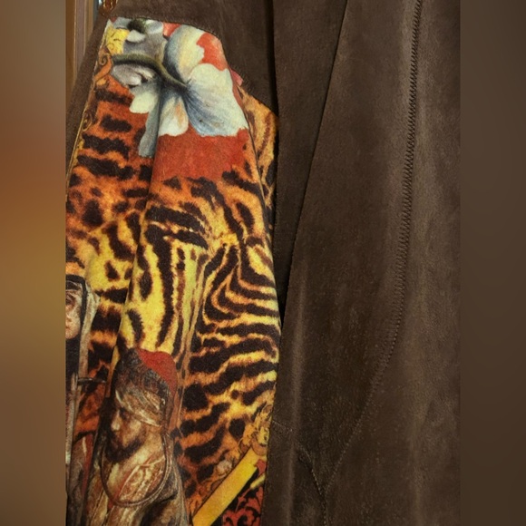 Julian K Vintage Oversized Leather & Cotton Jacket Middle Eastern Design Size  S - Picture 11 of 16